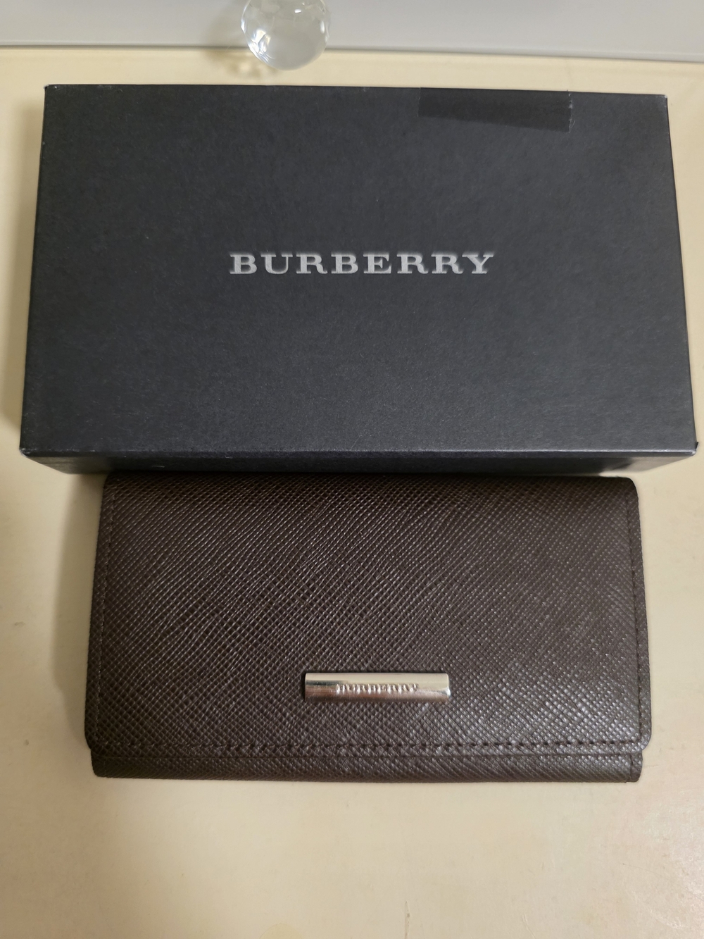 Burberry Brown Leather Continental Wallet with Silver Accent